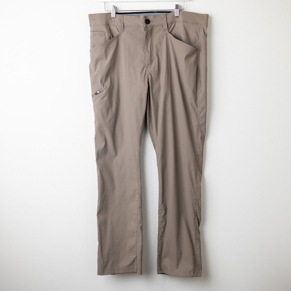 Orvis Tech Performance Hiking Pants Mens 36x32 Khaki Stretch Zip Pocket Travel